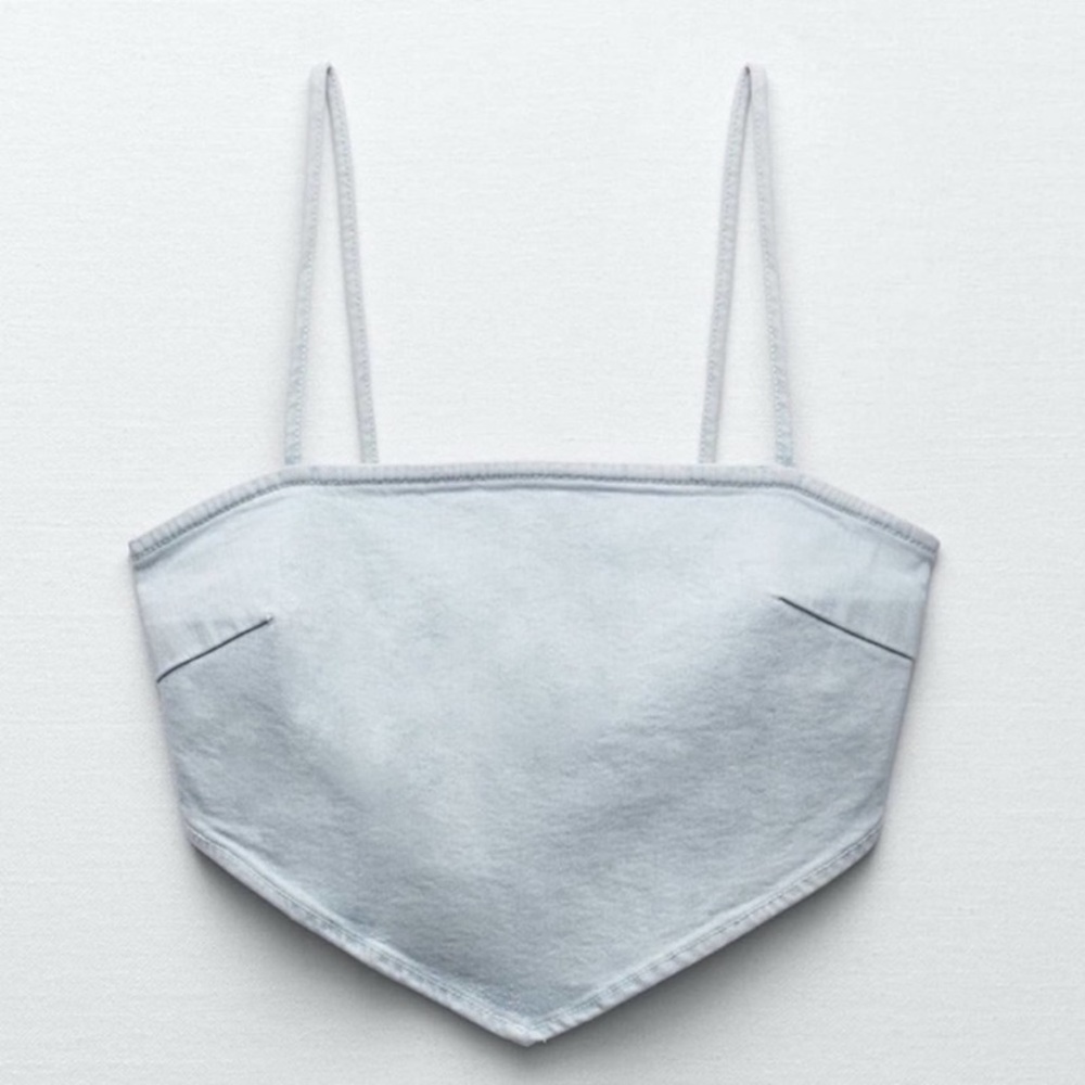 Zara denim bandana style crop top with spaghetti straps